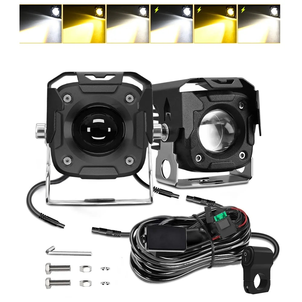 SK1 PRO 2Pcs 6 Modes LED Motorcycle Headlight High Low Beam Electric Bike Spotlight Headlamp - 2