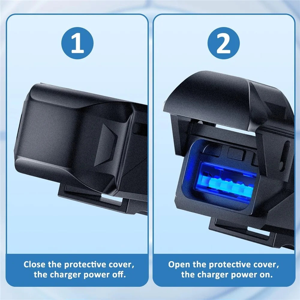18W 5V / 3A Motorcycle Handlebar USB Charger IP66 Waterproof SAE to USB Fast Charging Adapter - 3