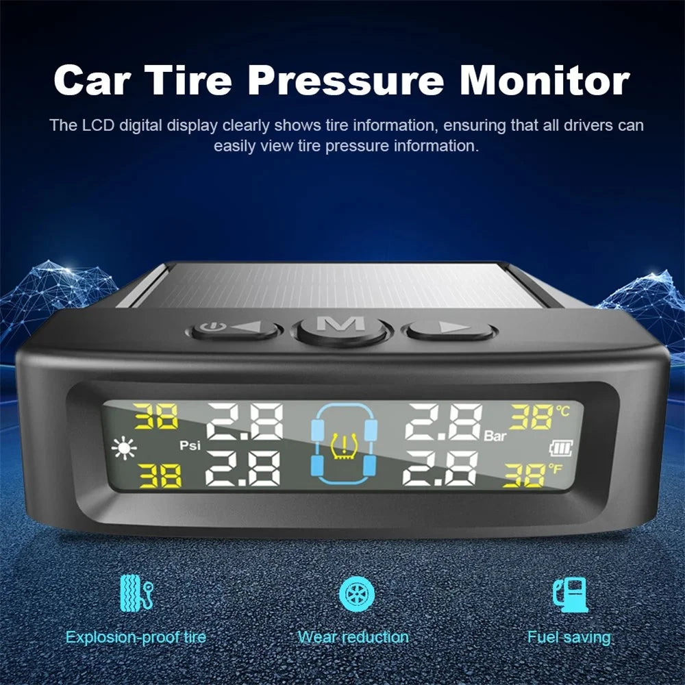 T12 TPMS Tire Pressure Monitoring System for Cars Real Time Display Solar  /  USB Charging with 4 External Sensors - 3