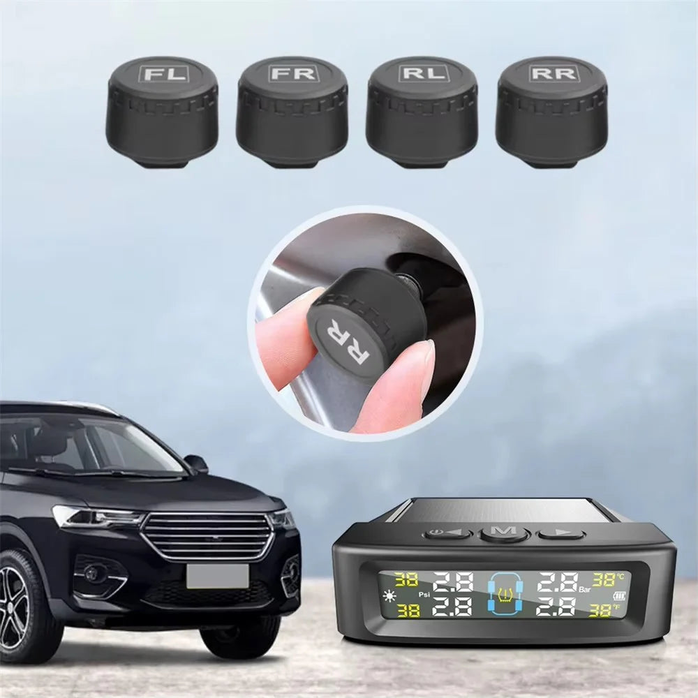 T12 TPMS Tire Pressure Monitoring System for Cars Real Time Display Solar  /  USB Charging with 4 External Sensors - 6