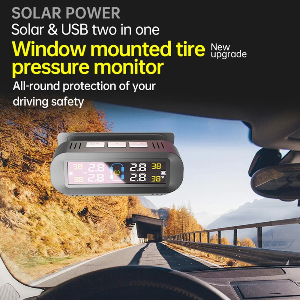 T13 Car TPMS Real Time Display Solar  /  USB Charging Tire Pressure Monitoring System with 4 Internal Sensors - 6