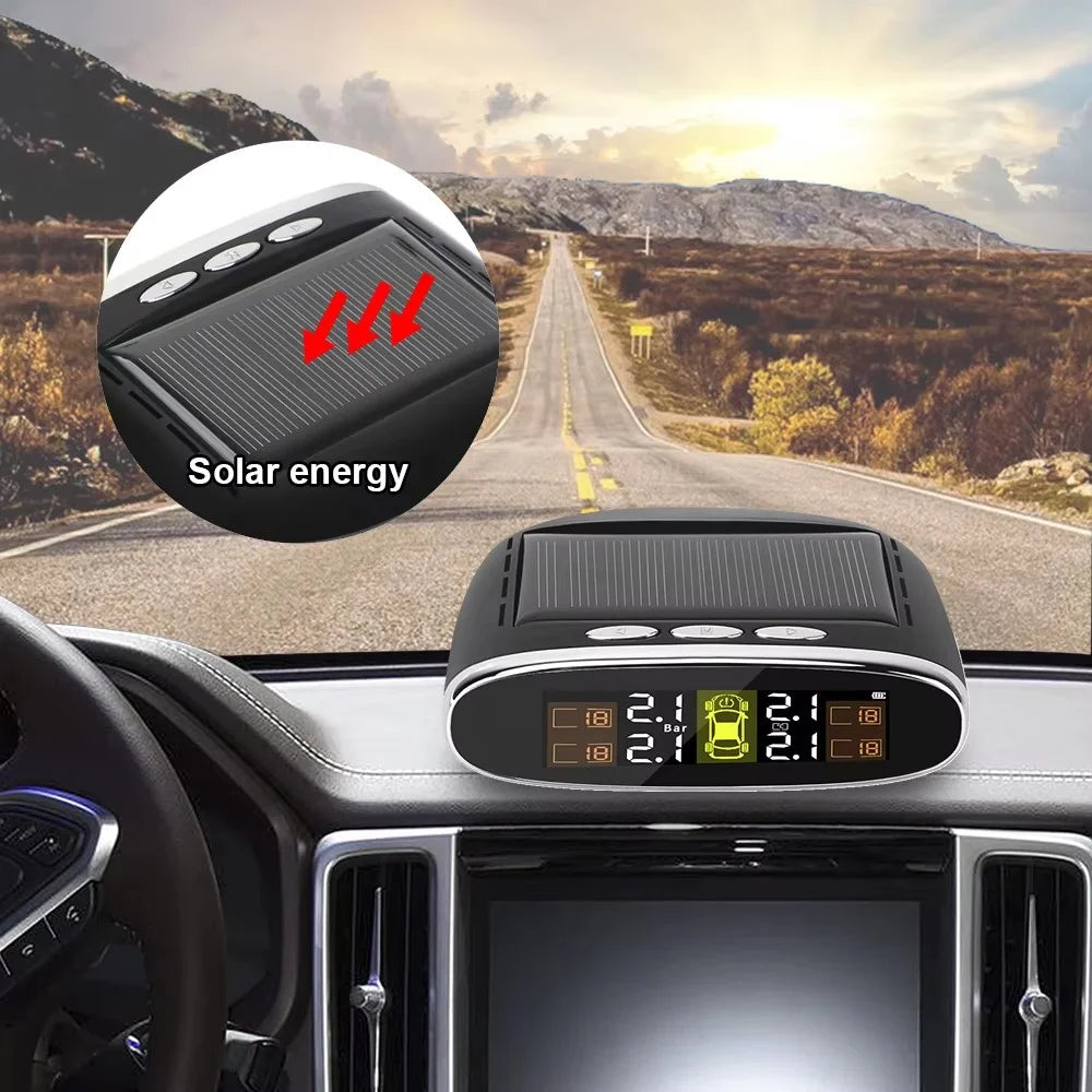 TY07 Solar Powered TPMS Wireless Car Tire Pressure Monitoring System with 4 External Sensors - 5