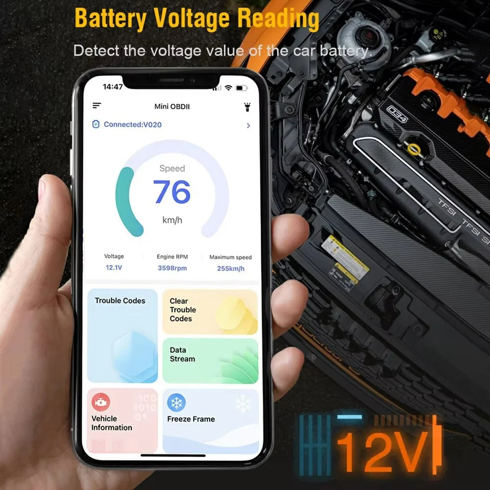 V020 Bluetooth-compatible OBD2 Scanner ELM327 Car Diagnostic Tool Battery Tester Engine Fault Code Reader - 4