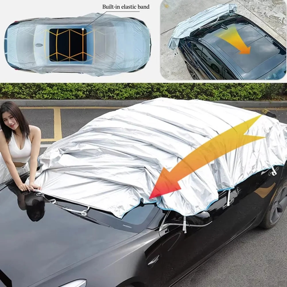 Size M For Sedan 210D Oxford Fabric Waterproof Cover Sun Snow Protection Elastic Car Cover - 3