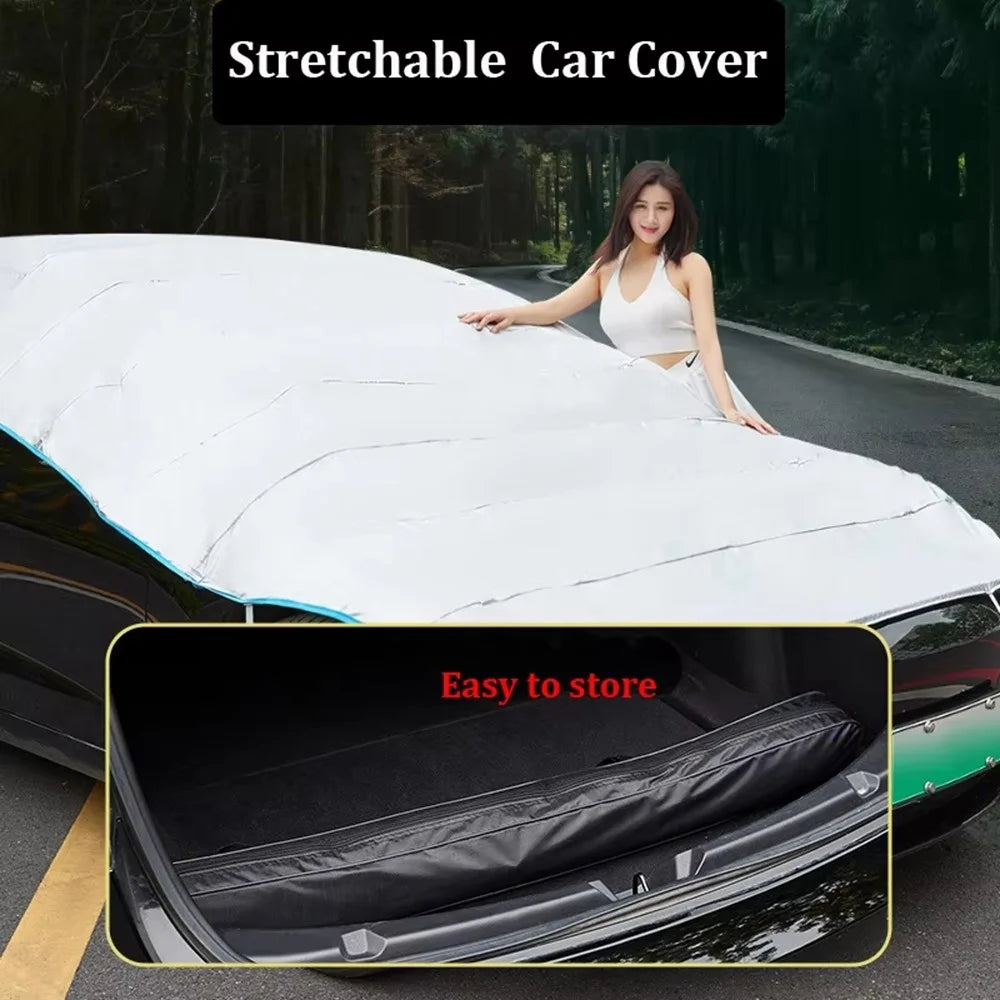Size M For Sedan 210D Oxford Fabric Waterproof Cover Sun Snow Protection Elastic Car Cover - 4