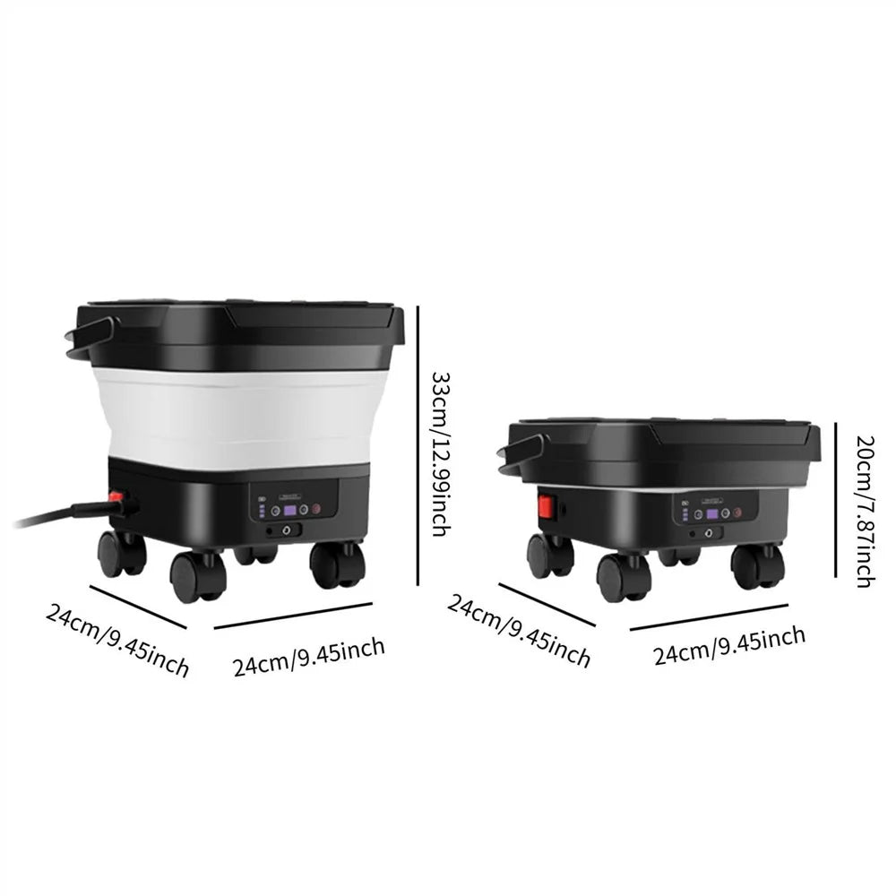 LCD Display Folding Car Wash Water Tank Portable High Pressure Car Washer with Bucket, EU Plug - White - 7