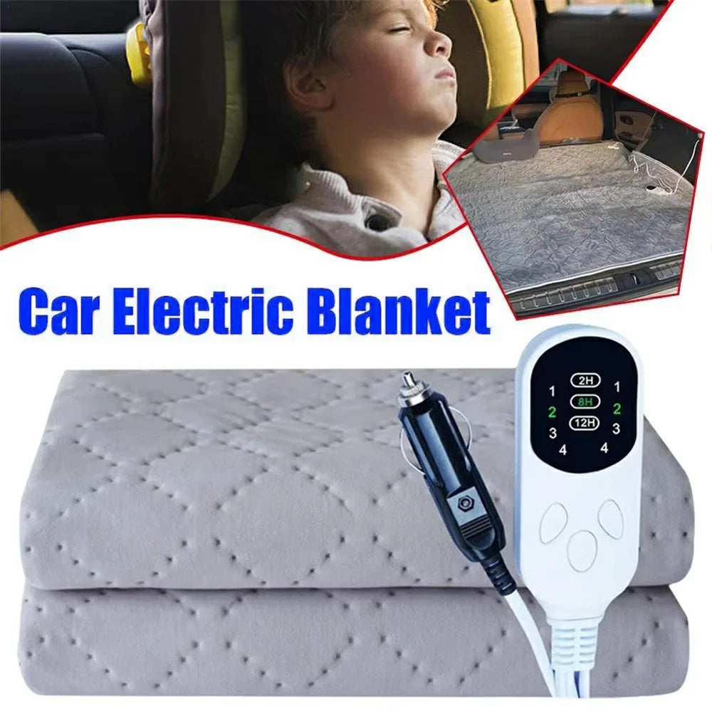 150 x 180cm 12V Car Electric Heated Blanket 4 Levels Temperature Adjustable Heating Pad for RV Truck Sedan - Light Grey - 3