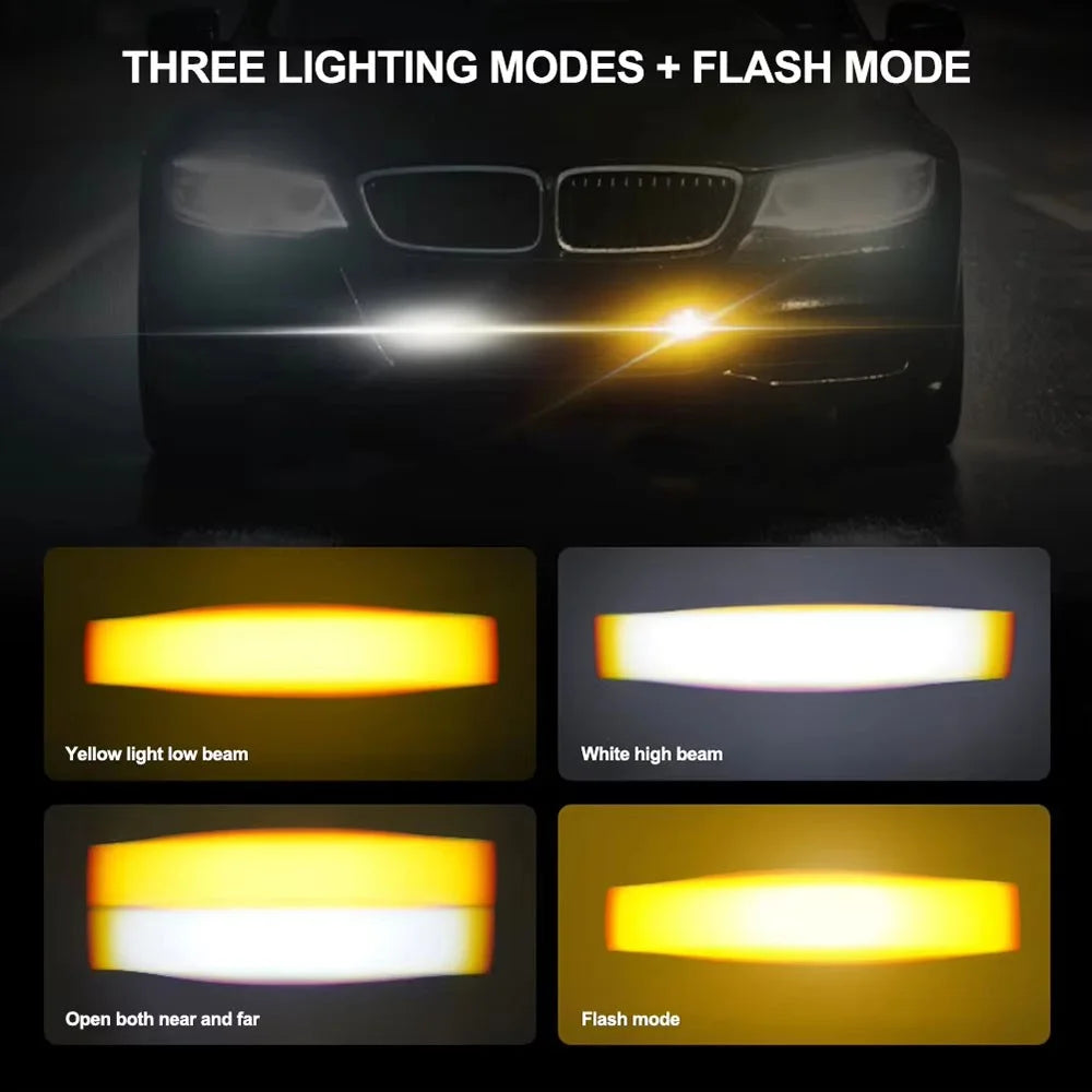 3-LED Car Spotlight IP67 Waterproof Yellow and White Light High Low Beam Lamp for Truck / SUV / ATV - 6