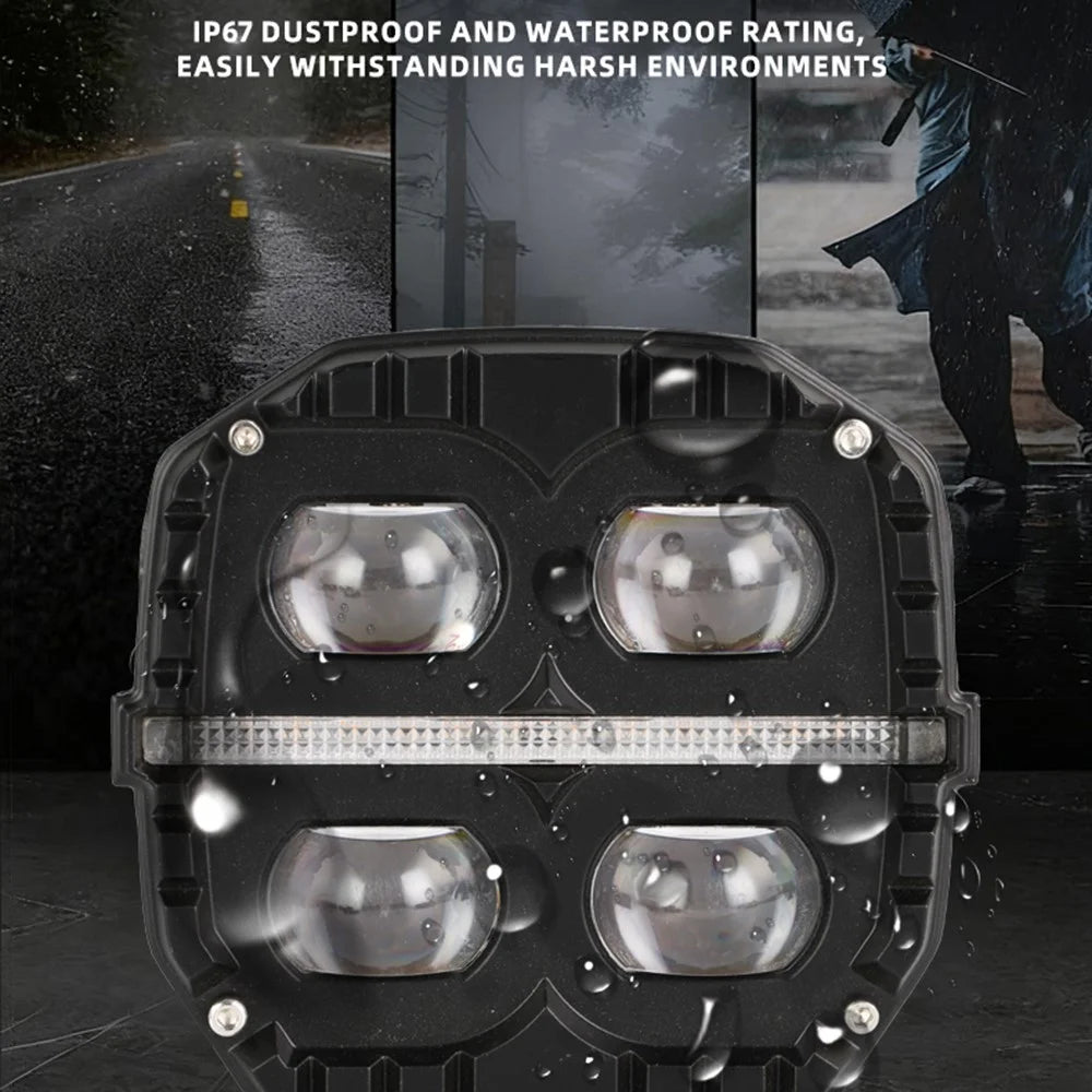 75W Car Motorcycle LED Headlight Spotlight White / Yellow Light with Flowing Yellow Signal - 6