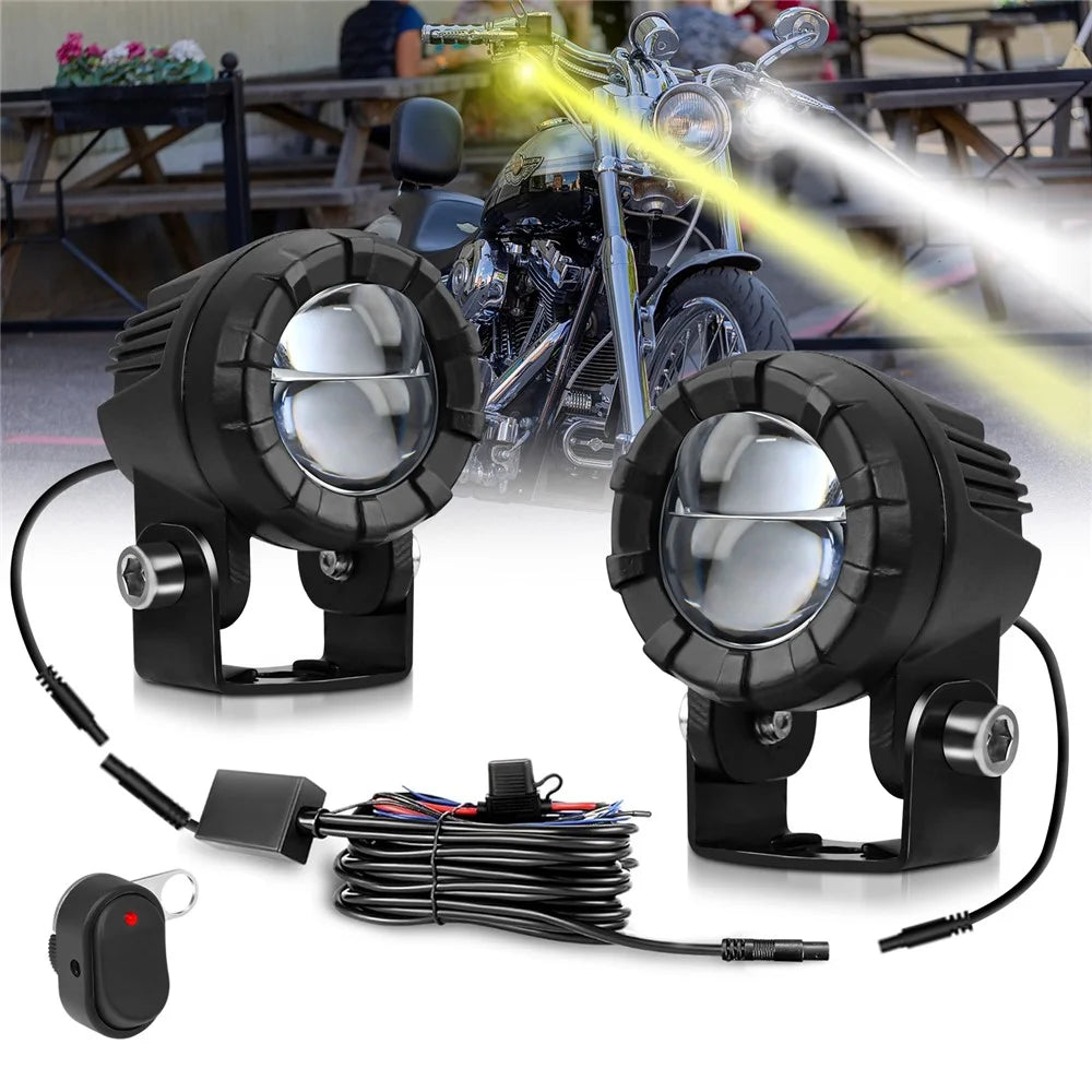SK2 2Pcs Motorcycle Auxiliary Lights 6 Modes High Low Beam Gourd Shaped Lens LED Spotlight - 2