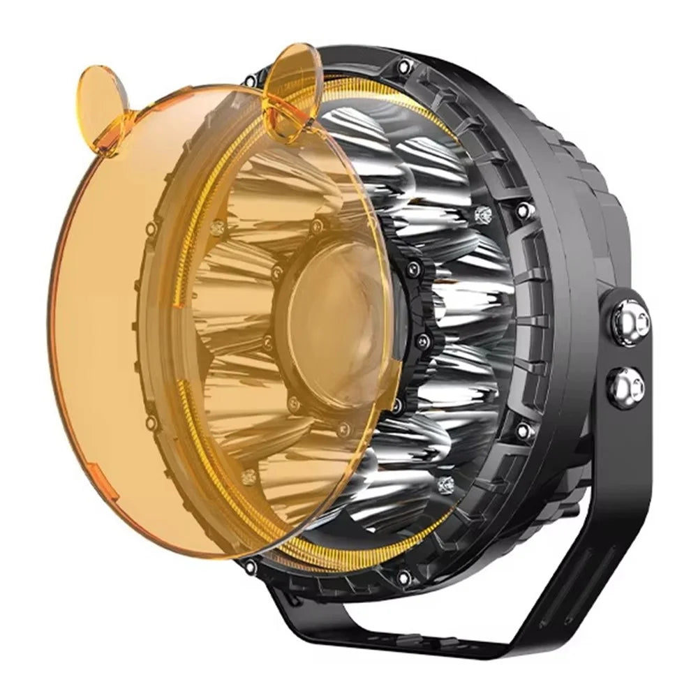 5 Inch LED Spotlight High Power Laser Beam Light Off-road Vehicle Modified Parts for Motorcycle Car - Yellow Light / Lamp Cover - 2