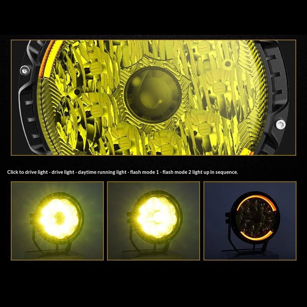 5 Inch LED Spotlight High Power Laser Beam Light Off-road Vehicle Modified Parts for Motorcycle Car - Yellow Light / Lamp Cover - 7