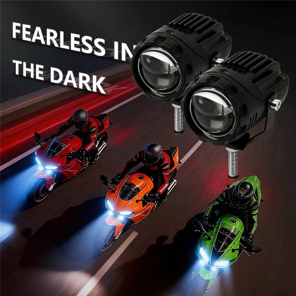 S9 1Pc 50W Dual Lens Motorcycle Spotlight Aluminum Alloy Housing High Low Beam LED Auxiliary Light - 2