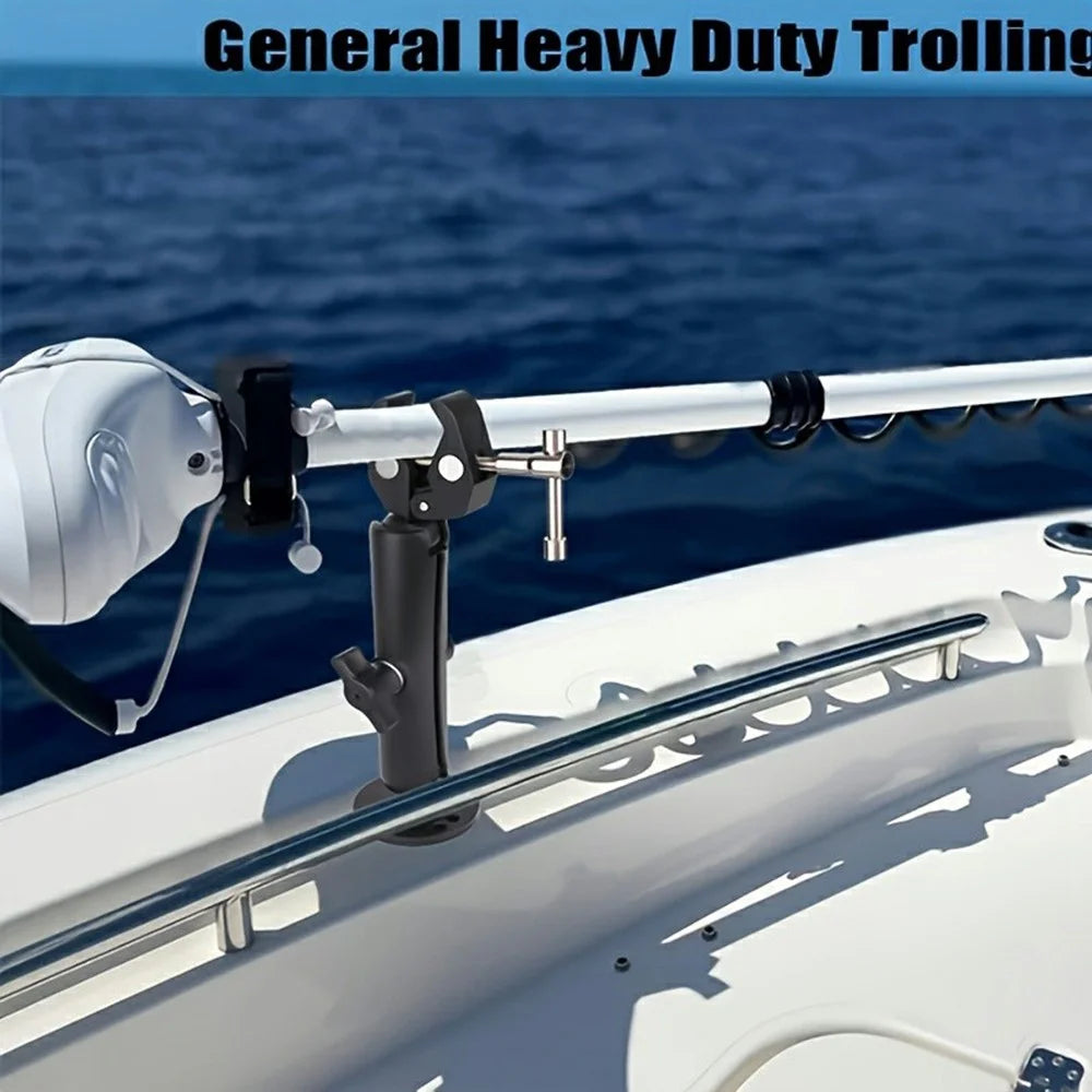 1 Inch Ball Head Aluminum Alloy Clamp Marine Trolling Motor Mount Stabilizer Support for Boat Kayak - Black - 4