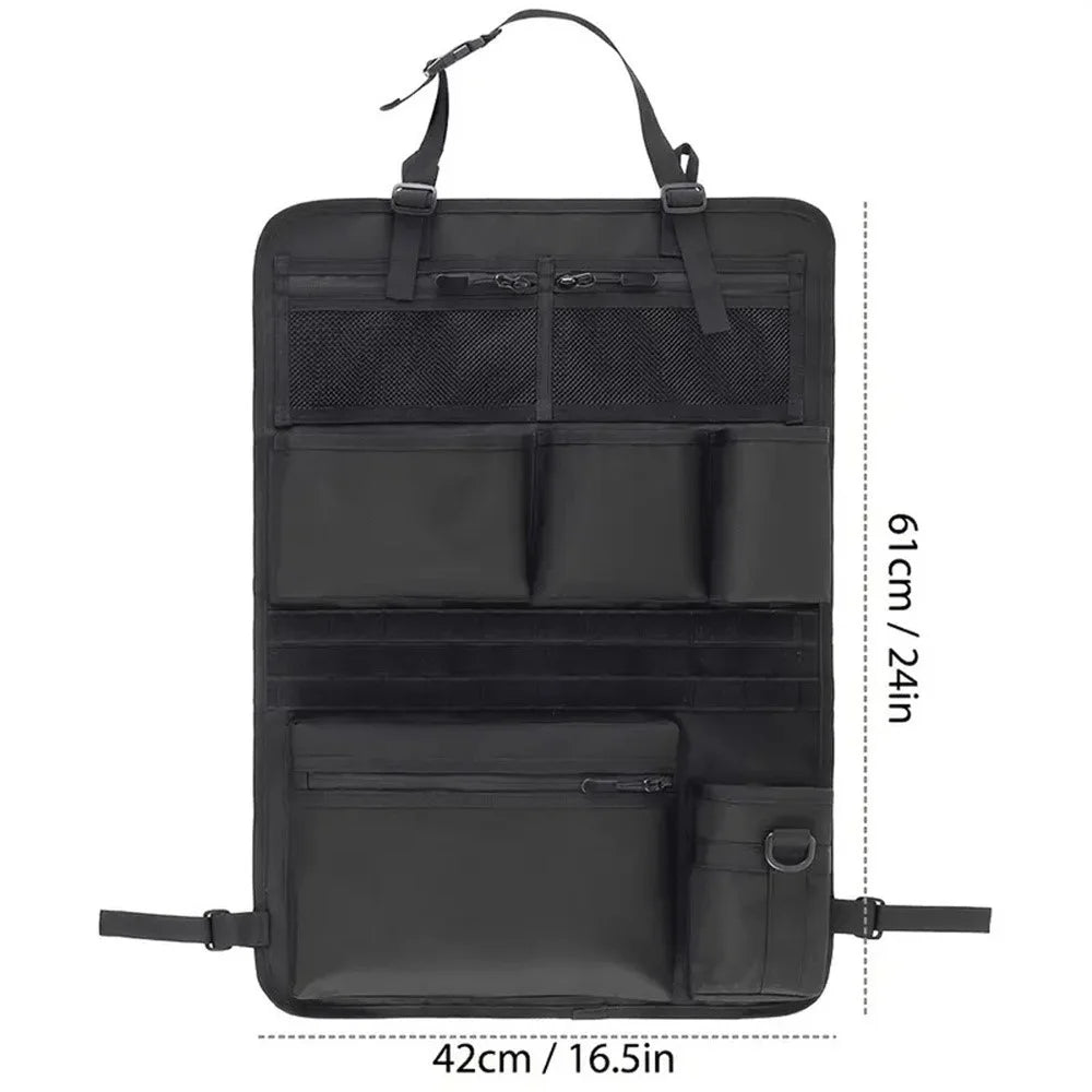 600D Oxford Fabric Car Seat Back Hanging Organizer Multi Pocket Storage Bag for SUV - Black - 6