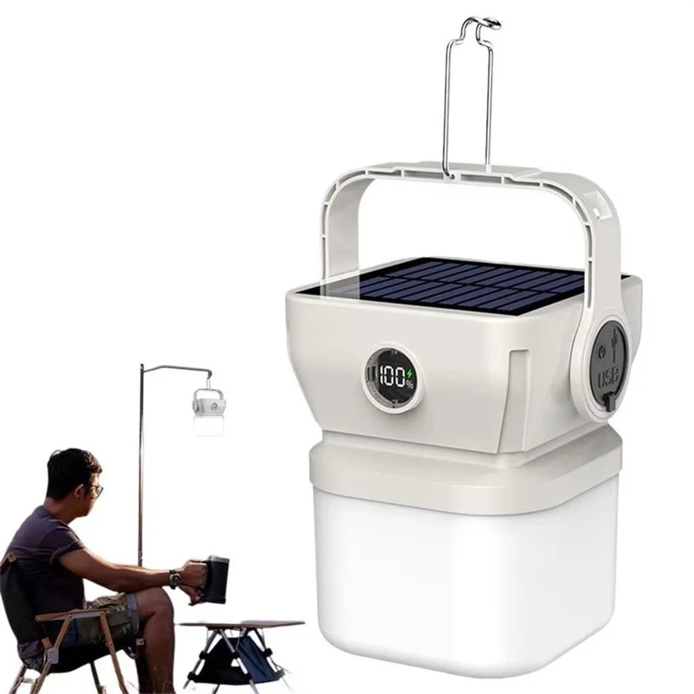 Solar Camping Lantern 360 Degree Rechargeable Waterproof Portable LED Light for Outdoor Emergency - White - 2