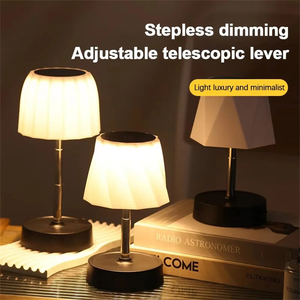 Touch Control LED Table Lamp Rechargeable Wireless Stepless Dimming Desktop Light for Bedroom Living Room - Stripes - 4