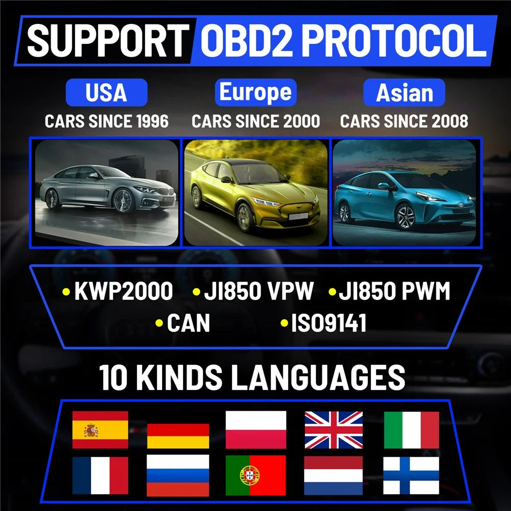 AT300 OBD2 Scanner 1.8 Inch TFT Screen Car Diagnostic Tool Battery Test Code Reader for Engine Check - 6