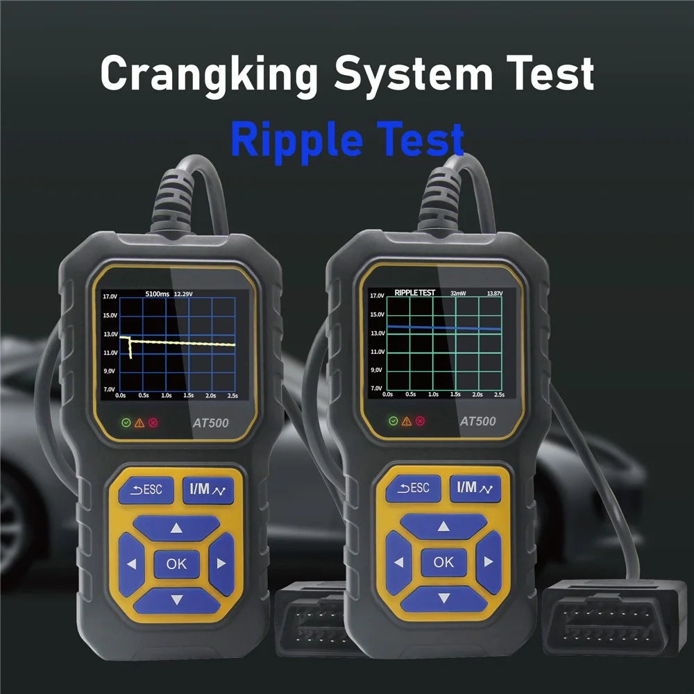 AT500 OBD2 Scanner 2.4 Inch Color TFT Screen Automotive Diagnostic Tool Battery Test for Cars - Black  /  Yellow - 6