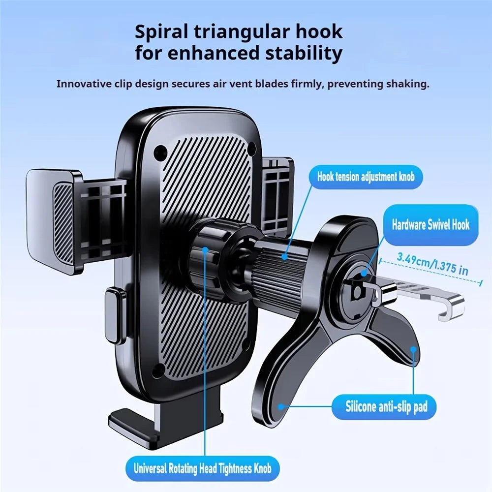 Car Phone Holder Air Vent Mount Gravity Auto-Lock 360 Degree Rotating Stand for 4.7-7.2 Inch Smartphone - Silver - 4