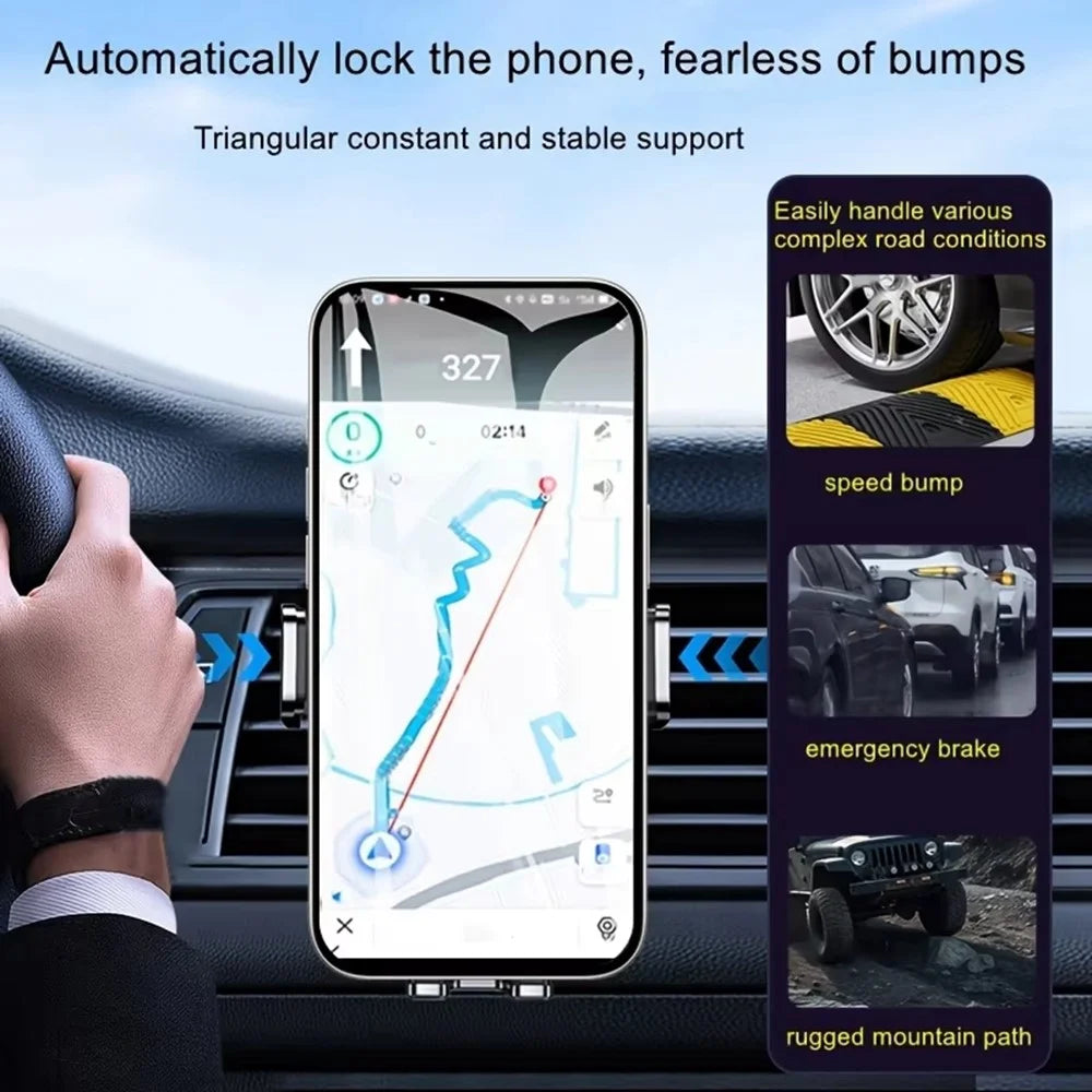 Car Phone Holder Air Vent Mount Gravity Auto-Lock 360 Degree Rotating Stand for 4.7-7.2 Inch Smartphone - Silver - 5