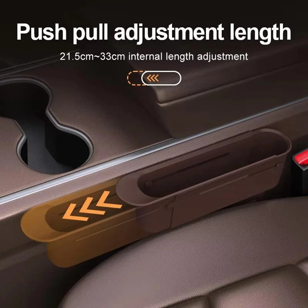 Car Seat Gap Organizer Push Pull Storage Box for Phone Keys Console Gap Filler Case - Black - 7