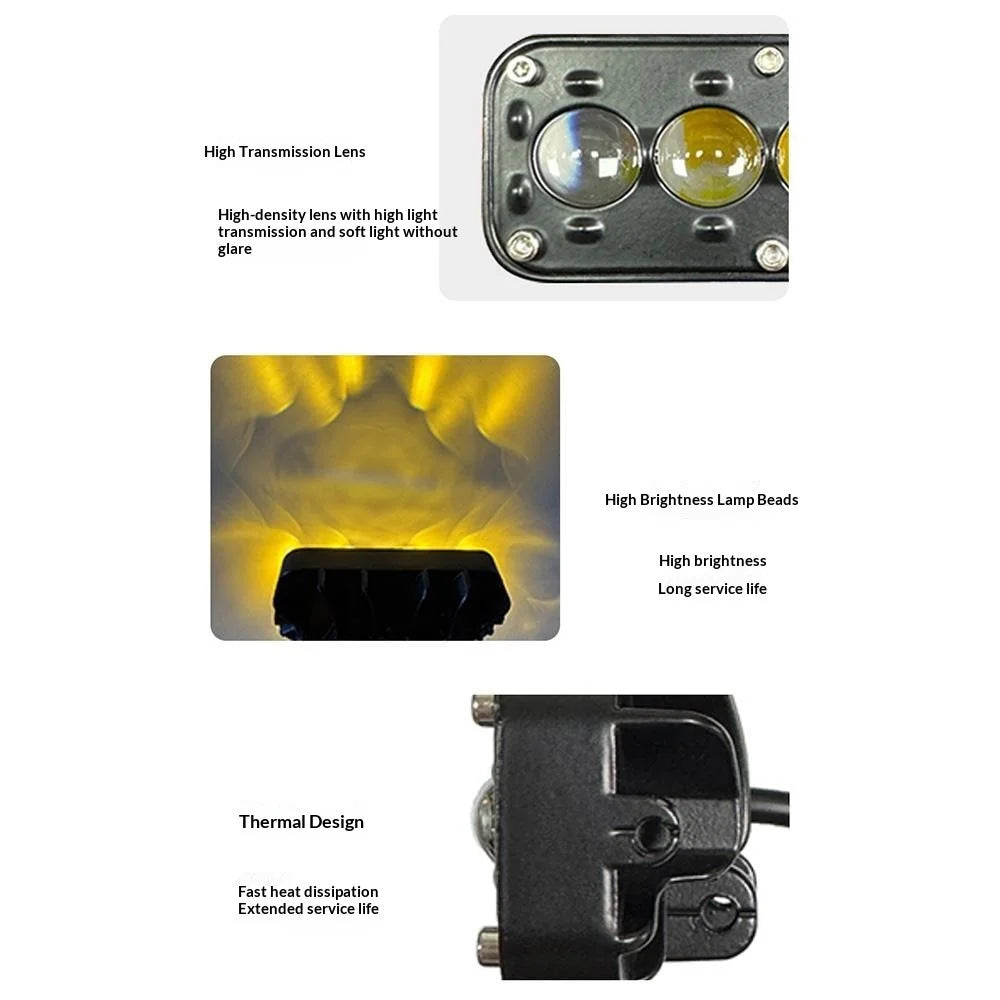 6-LED Car Work Light 26W 5200LM Yellow and White Light Auxiliary Driving Lamp for Motorcycle Truck ATV - 6