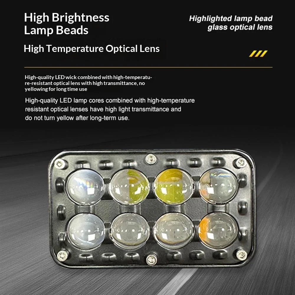 8-LED Car Work Light 26W 5200LM Yellow and White Light Auxiliary Driving Lamp for Motorcycle Truck ATV - 2