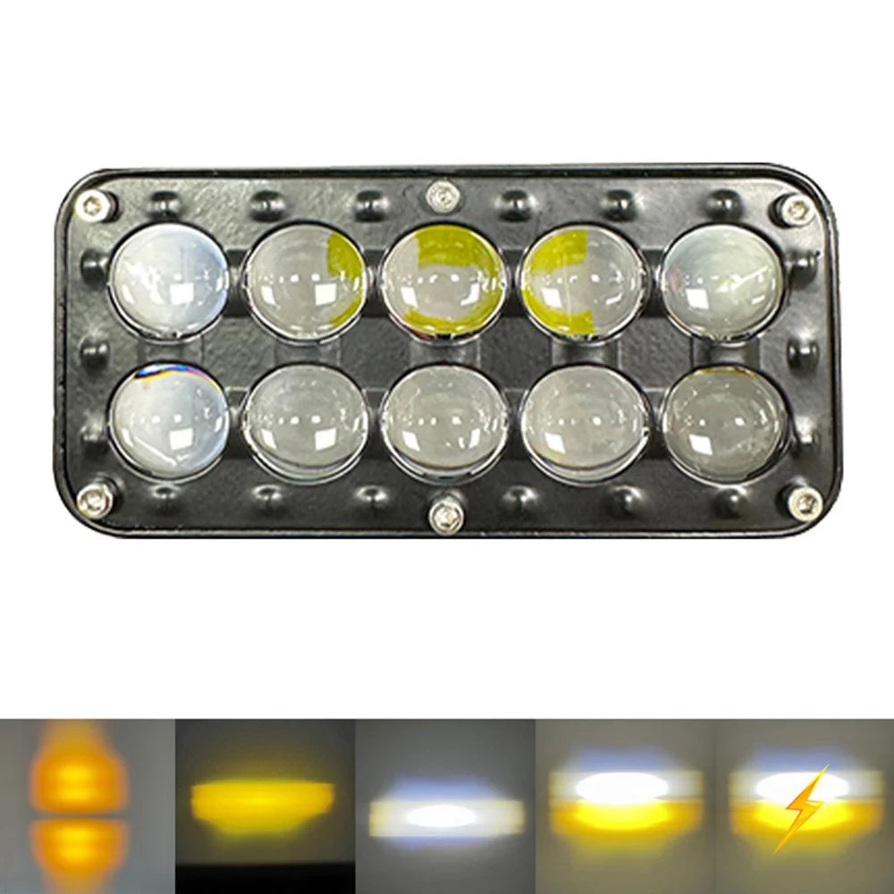 10-LED Car Work Light 27W 5200LM Yellow and White Light Auxiliary Driving Lamp for Motorcycle Truck ATV - 1