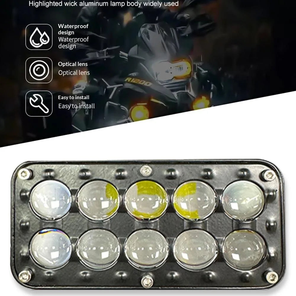 10-LED Car Work Light 27W 5200LM Yellow and White Light Auxiliary Driving Lamp for Motorcycle Truck ATV - 4
