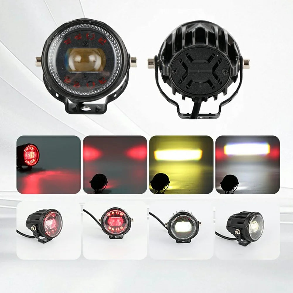V96A 2Pcs Round LED Spotlight IP67 Waterproof 25W 12000LM Driving Warning Lamp for Car Motorcycle ATV - Black - 4