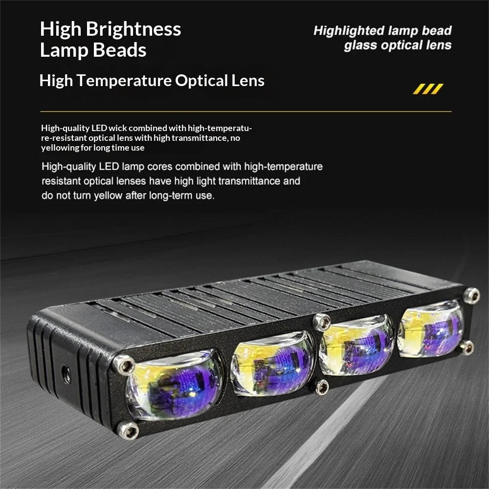 2Pcs 4 LEDs Spotlight 12000LM 50W Motorcycle Car ATV Spotlight IP67 Waterproof Light - Black - 2