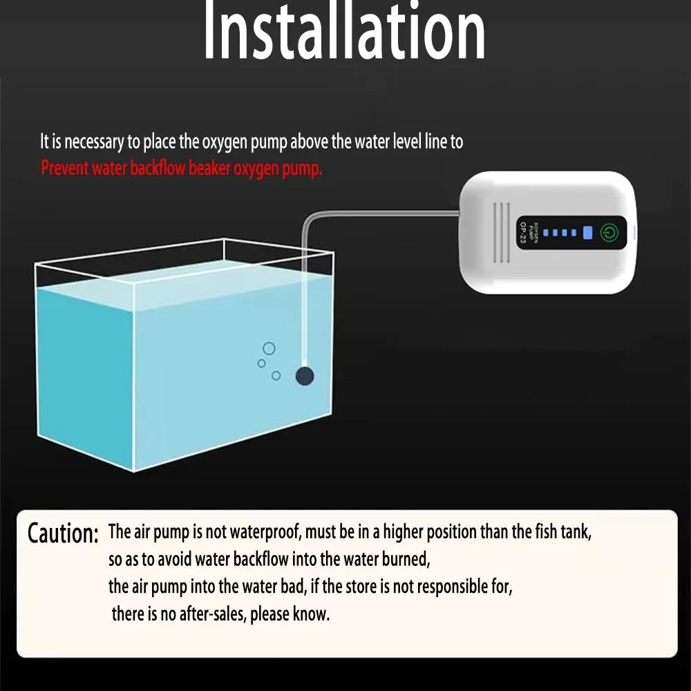 USB Rechargeable Aquarium Air Pump Portable Oxygen Pump Fishing Aerator for Fish Tank Fishing - 2