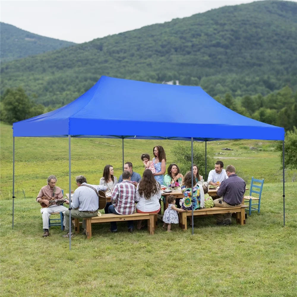 6x3m Garden Pop up Gazebo Canopy Waterproof Retractable Awning Party Tent for Patio BBQ Outdoor - Blue - 7