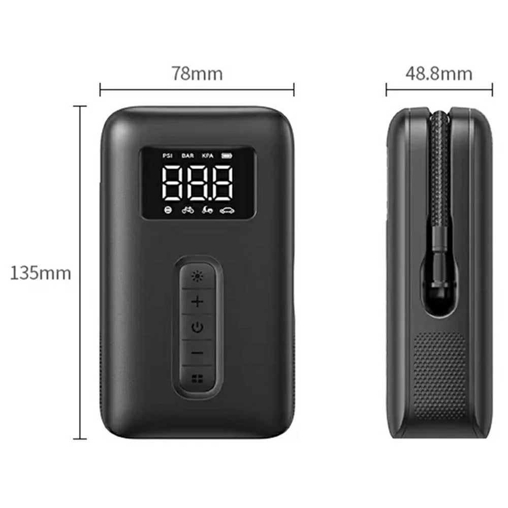 UGREEN 40121 Wireless Portable Air Pump with LED Emergency Light Electric Car Tire Inflator for Auto Motorcycle Bicycle - Black - 6