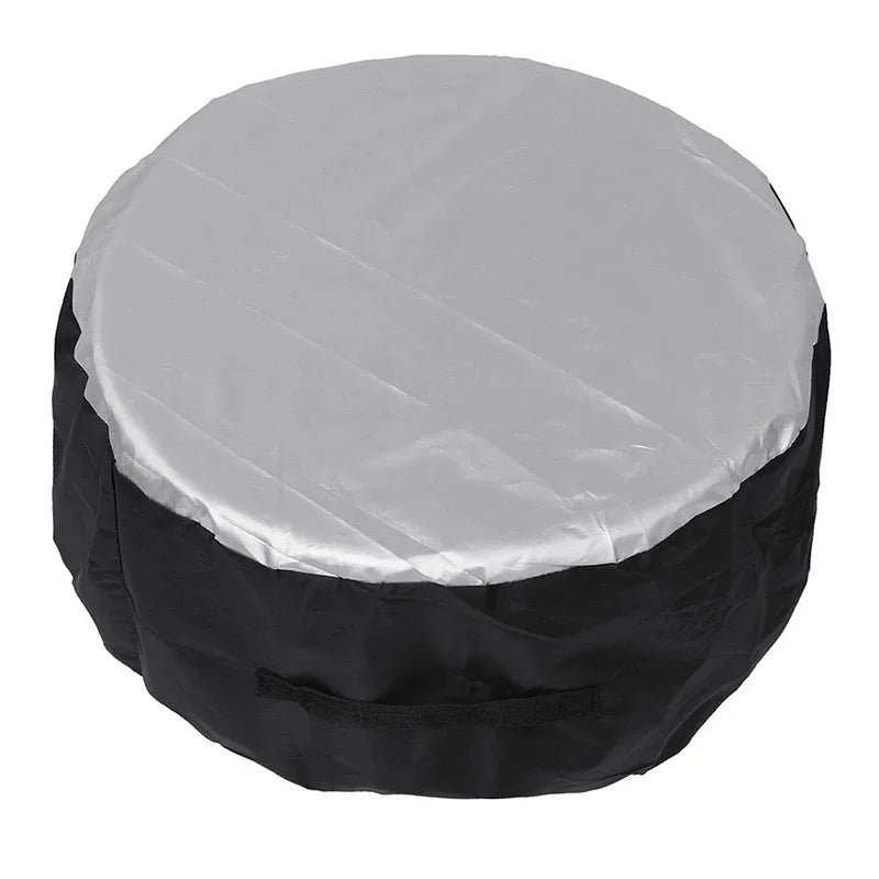 Size M 85x37cm Spare Tire Cover 210D Oxford Fabric Waterproof Dustproof Sunproof for SUV Truck - Black Silver - 1