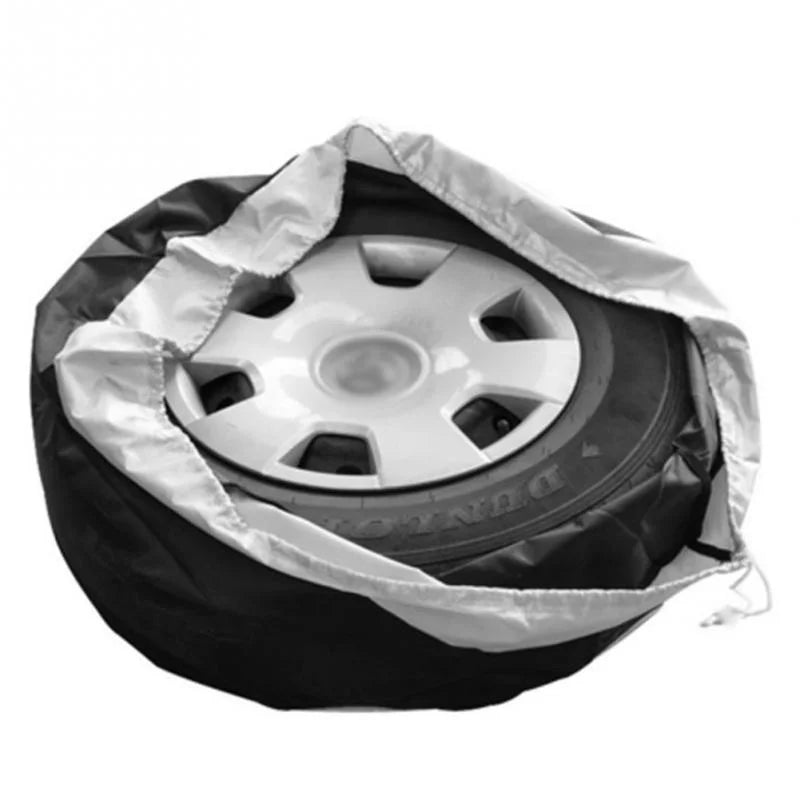 Size M 85x37cm Spare Tire Cover 210D Oxford Fabric Waterproof Dustproof Sunproof for SUV Truck - Black Silver - 2