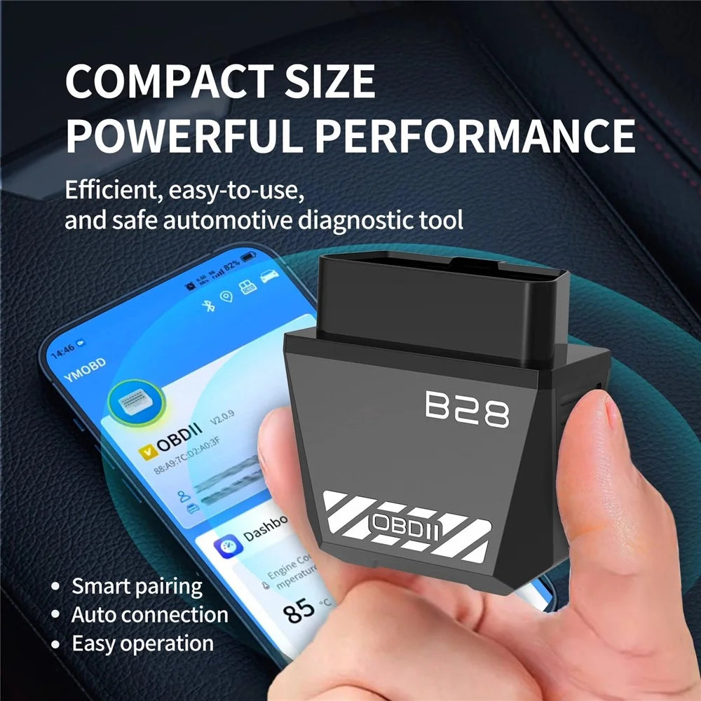 B28 OBD2 Scanner ELM327 Bluetooth-compatible 5.1 Car Engine Diagnostic Code Reader - Black - 4
