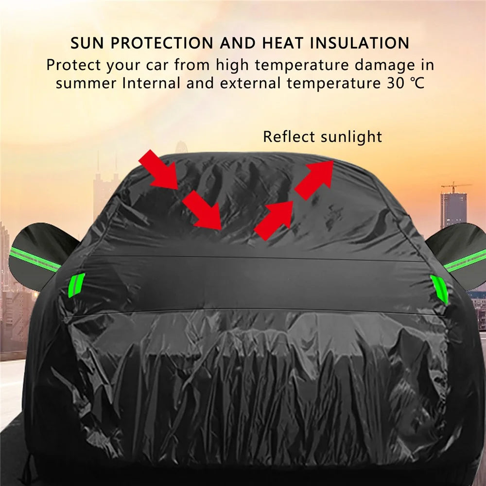 1026 190T Silver Coated Cloth Car Cover Reflective UV Protection Waterproof Car Hood - S - 6
