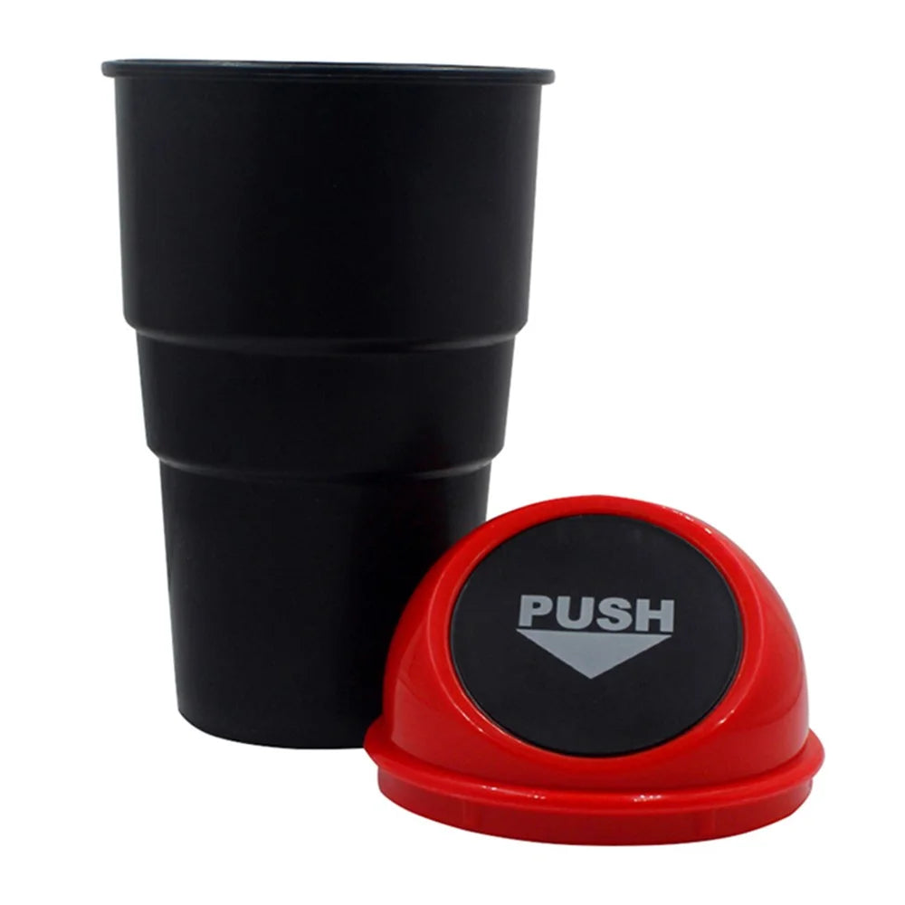 Car Trash Can Ash Bin Hand Push Mini Garbage Can Vehicle Interior Accessories - Red - 6