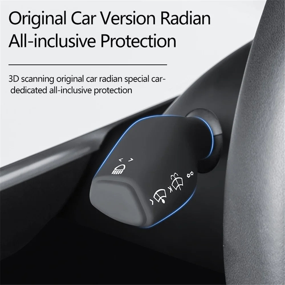TSL62 2PCS For Tesla Model 3 / Y Silicone Car Shift Knob Cover Automobile Shift Protector Sleeve (English Version) - Black - 2
