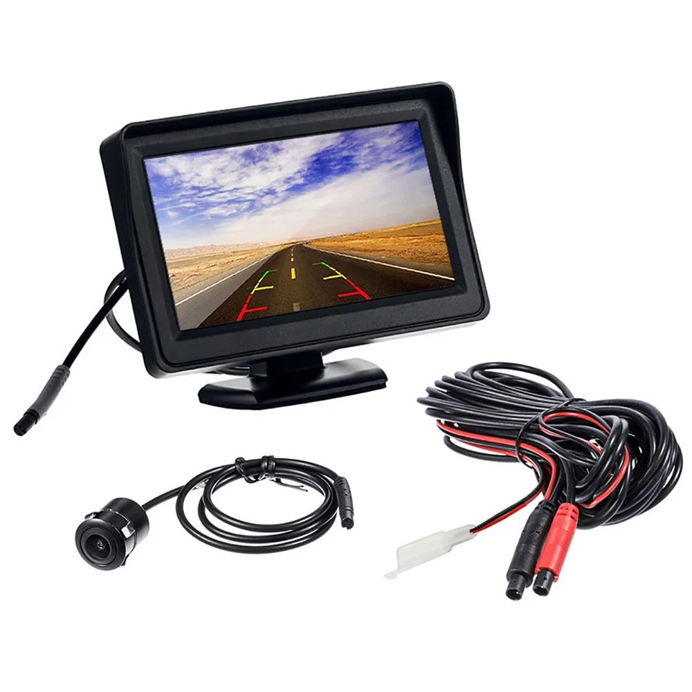 RH-304 4.3'' Display Screen Car Parking Reverse 170-Degree View Angle Round Rear Camera with Video Line - 2