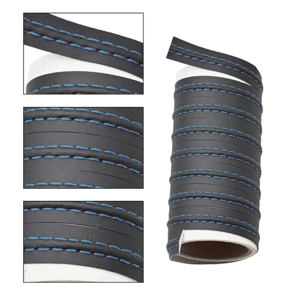 8m Car Interior Trim Strip Automobile Center Console PU Leather Adhesive Decorative Strip - Red - 6