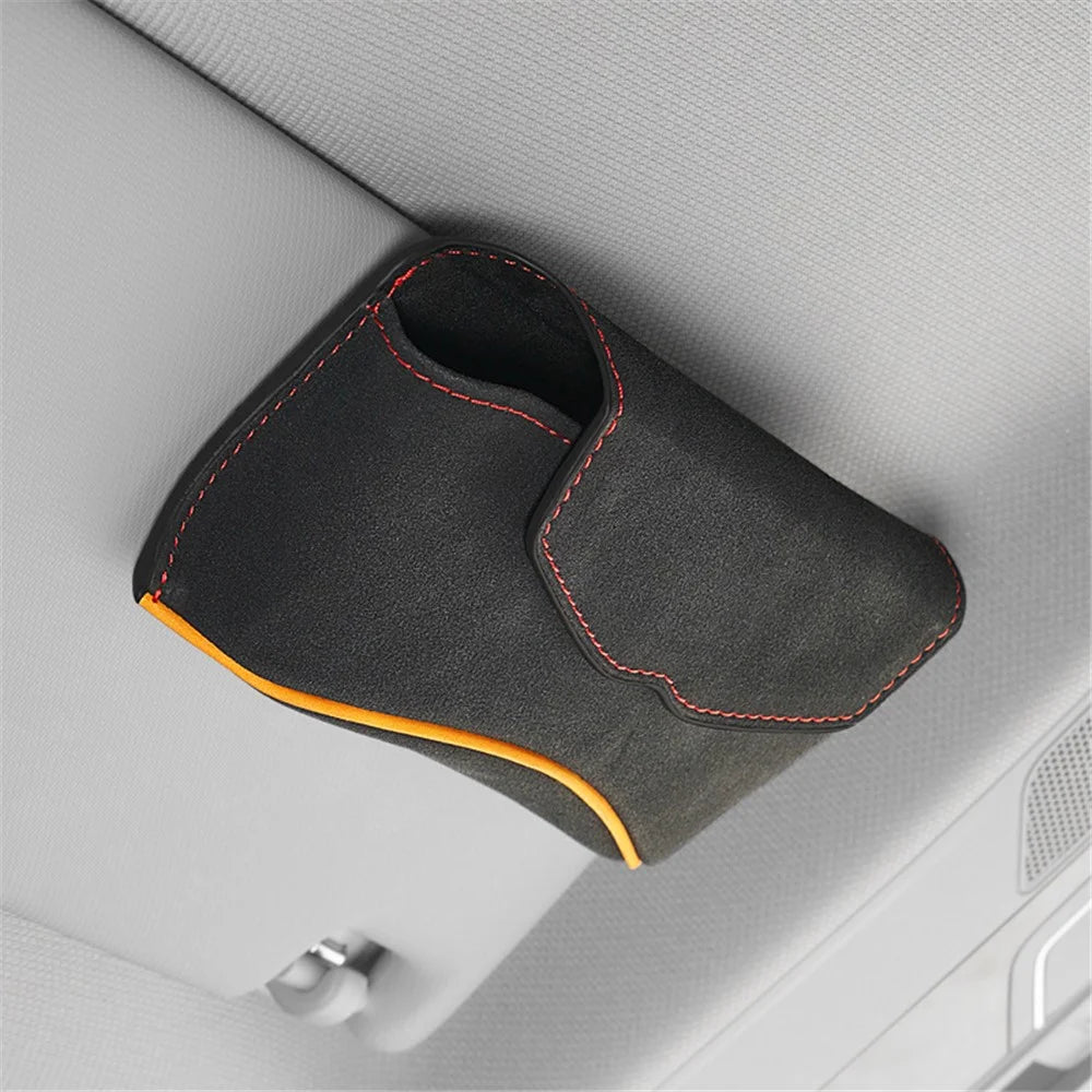 Universal Clip-on Sunglasses Case for Car Sunvisor Card Holder Glasses Storage Box - Black - 2
