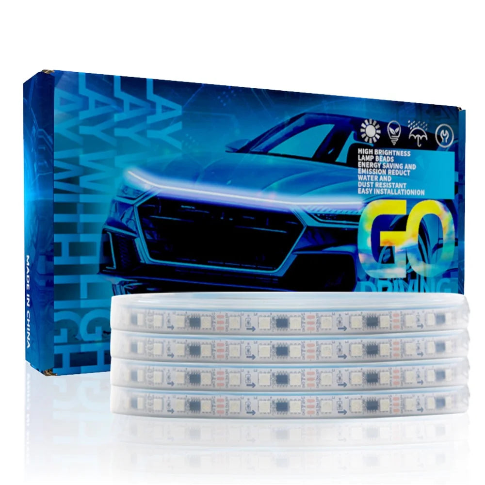 G15F 1.5m Car Hood LED Strip Lights Exterior Lights PVC Engine Hood Guide Decorative Light for Car Truck - 7