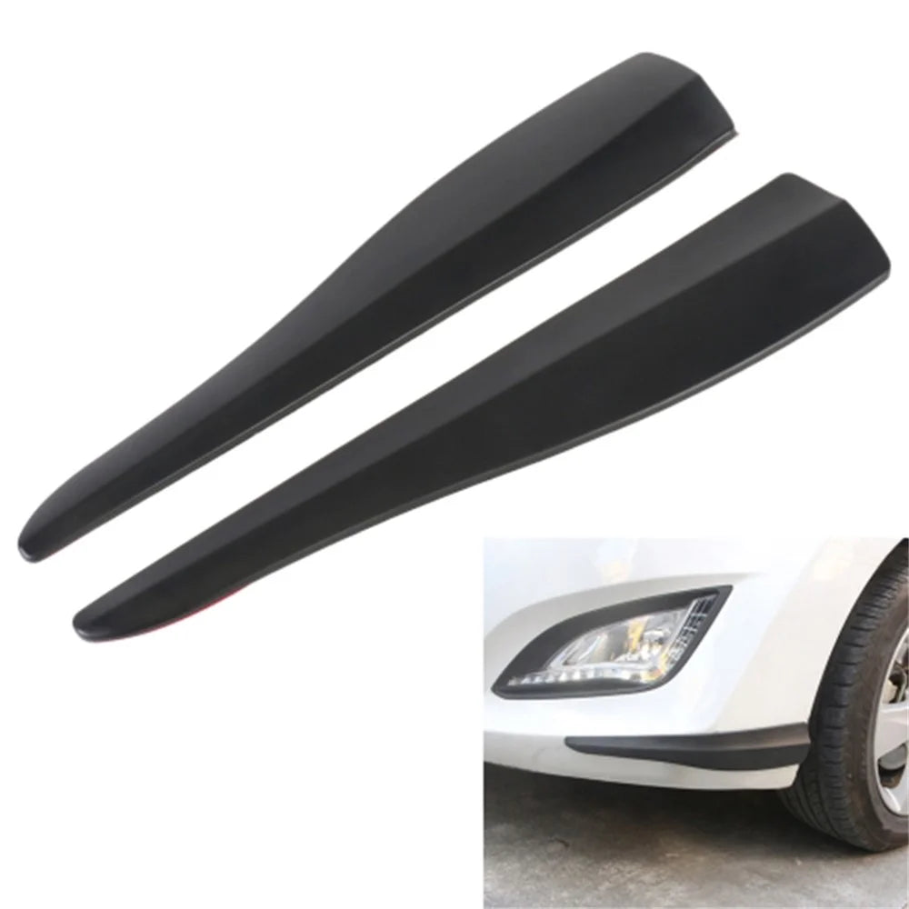 1 Pair Solid Color Car Front Bumper Protectors Silicone Strips Anti-Collision Corner Bumper Guards, Size S - Black - 1