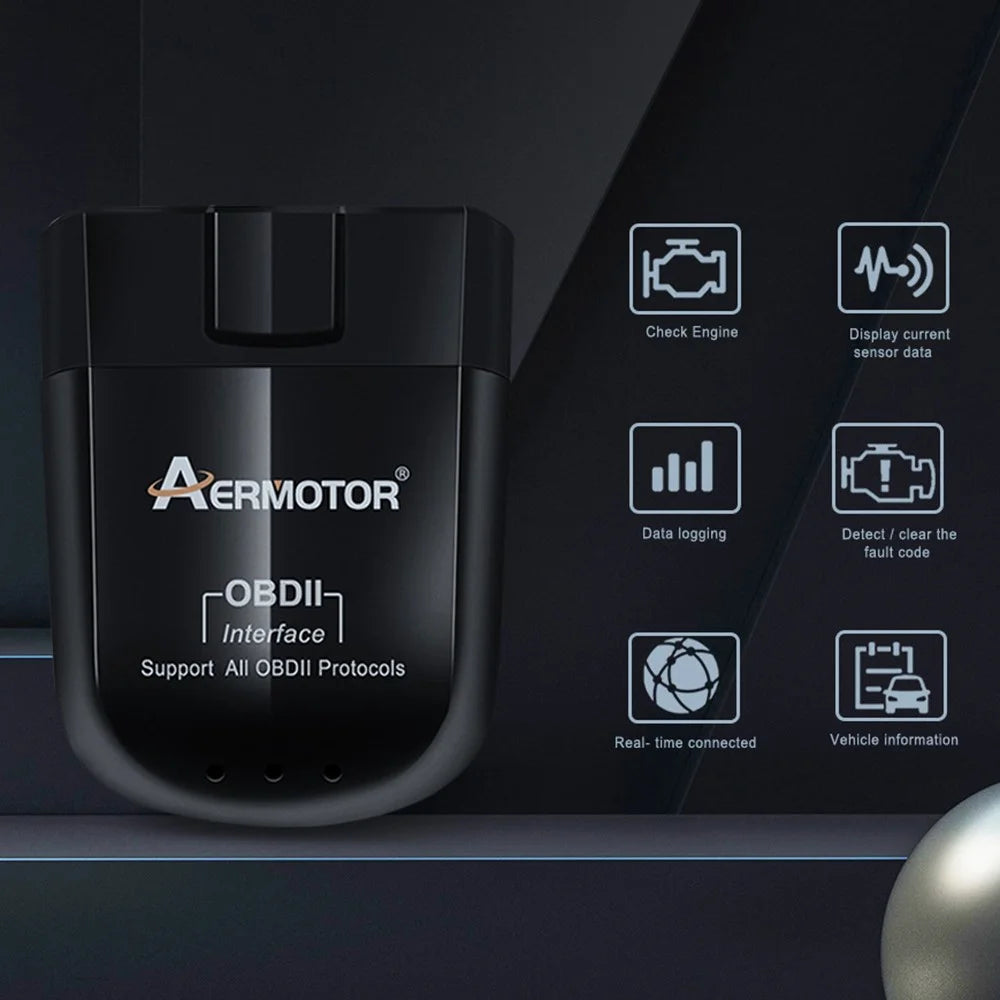 AERMOTOR ELM327 V1.5 OBD 2 Scanner Bluetooth-compatible 4.0 Car OBD2 Reader Check Engine Scan Tool (Chip: PIC18F25K80) - 2