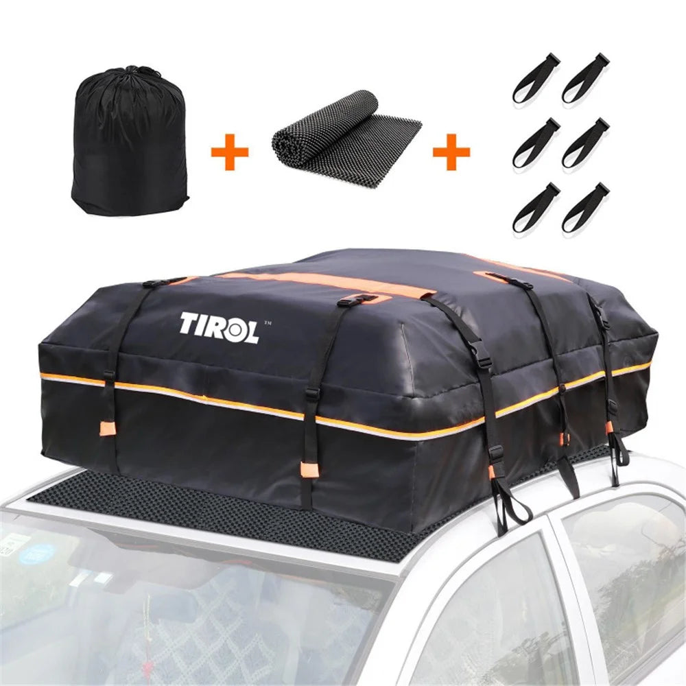 TIROL T26967 20-inch Car SUV Roof Bag 500D PVC Vehicle Roof Luggage Storage Bag Rainproof Cargo Bag - Orange - 2