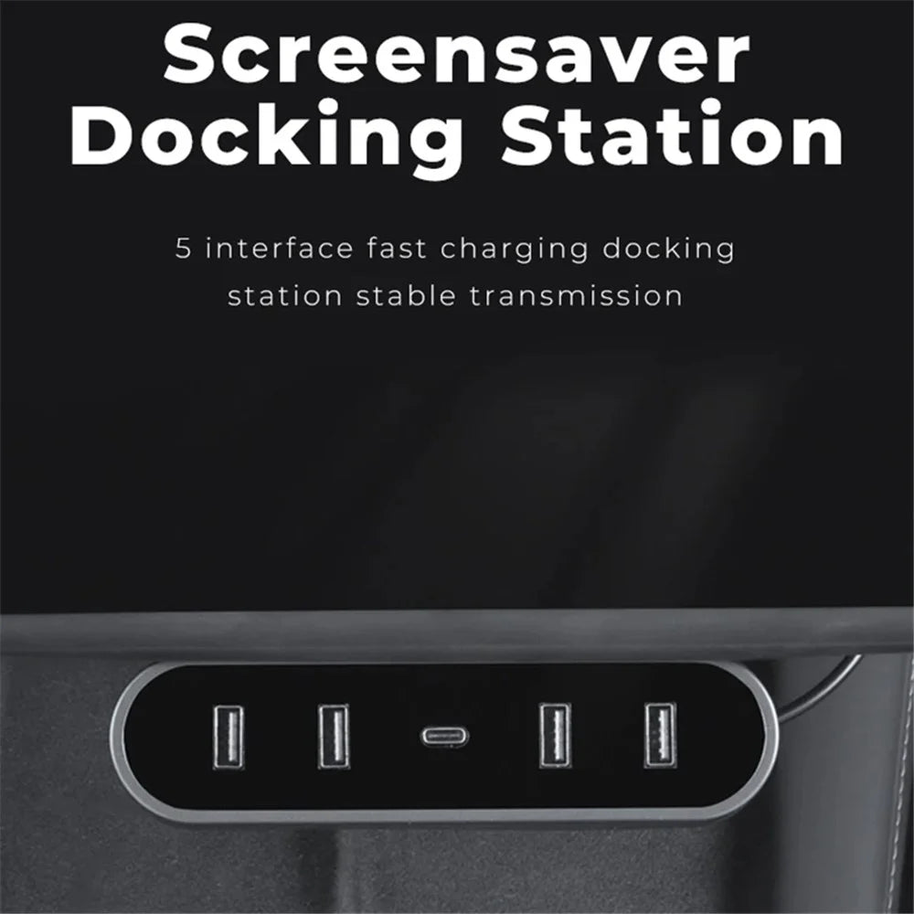 TSL319 For Model 3 / Y Under Screen Car USB+Type-C Hub Charging Dock Station - 2