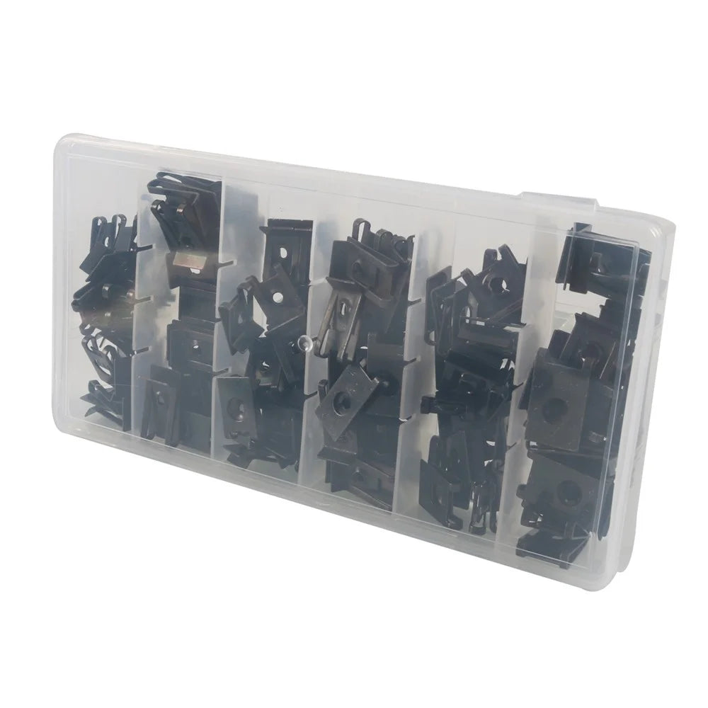 A7551 120Pcs Assorted 8# 10# 14# Car U Nuts Black Manganese Steel U-Type Fastener Clips - 2